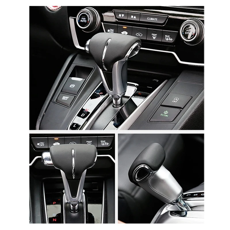 (Хром + кожа) Автоматическая рукоятка для рычага переключения передач с крышкой