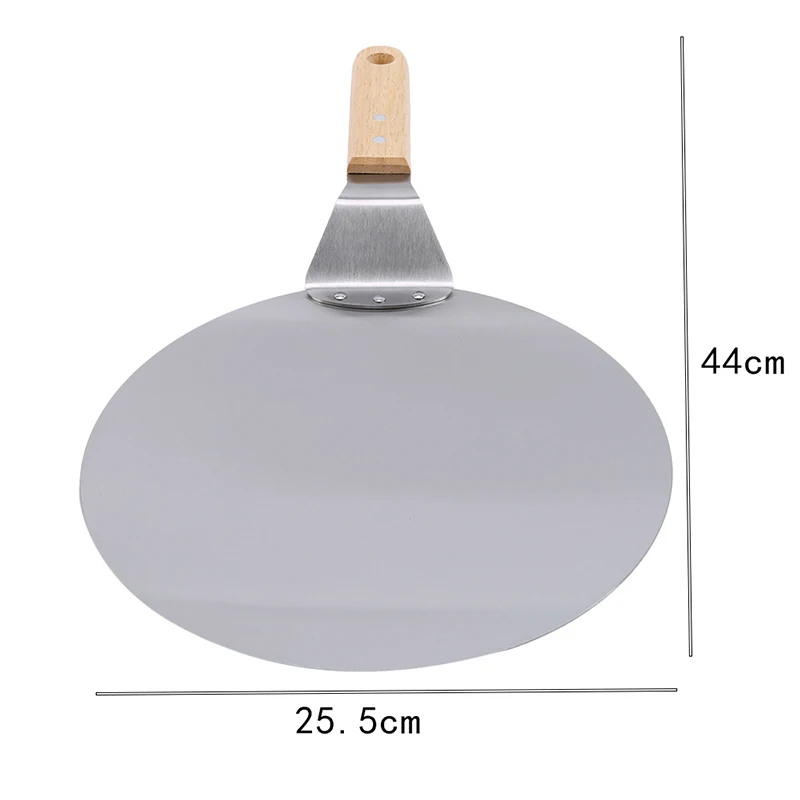 Деревянная ручка Лопата для пиццы из нержавеющей стали круглая торта