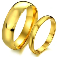 lovers classic simple titanium steel couple ring 6mm 3mm wide factory jewelry gold glossy couple titanium steel ring r106g