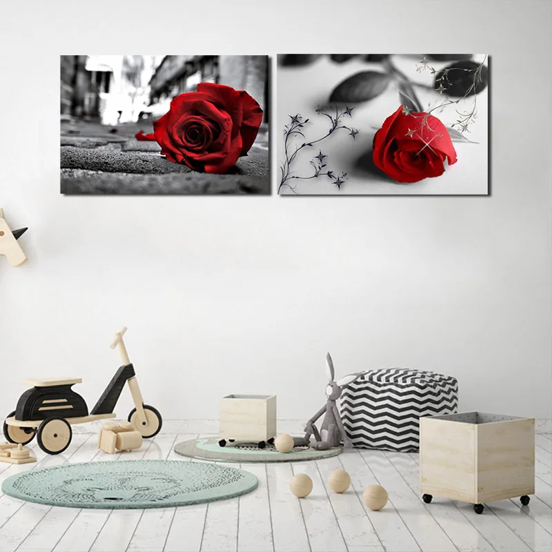 

Red Rose Black Vintage Minimalist Canvas Painting Print Living Room Home Decor Modern Wall Art Oil Painting Poster Salon Picture