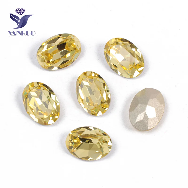 Jonquil Yanruo 4120 Овальные Стеклянные Стразы Самоцветы DIY шитье кристаллы Декоративные Камни Точка назад пришитые Стразы для украшения для одежды - Цвет: Jonquil