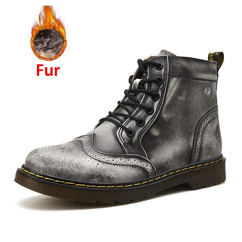 Новые кожаные мужские ботинки на весну осень и зиму обувь для снега лодыжке