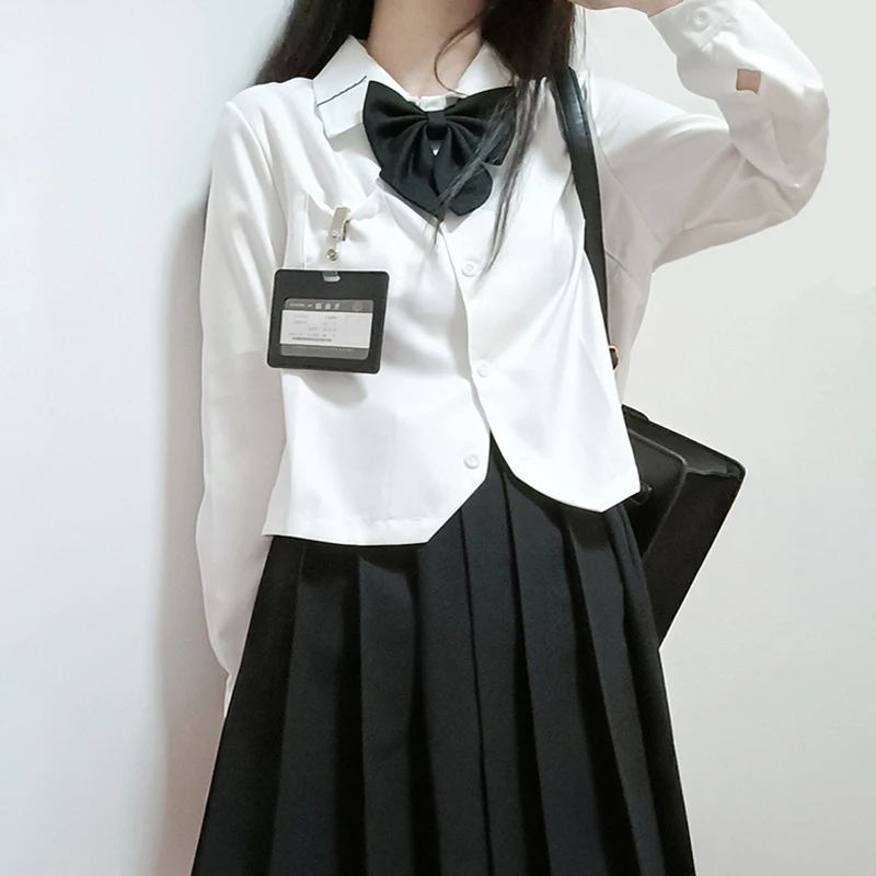 

White Women School Shirts New Fashion JK Preppy Style Autumn Japan Long Sleeve Blouse Shirt Harajuku Bow Ladies Turn Down Tops