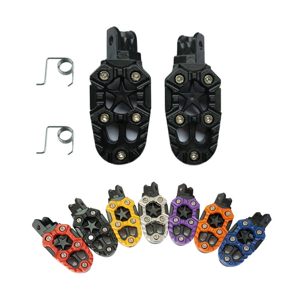 

2pcs Motorcycle Foot Rest Aluminum Alloy Offroad Motorbike Feet Pegs Pedals with Springs Modification Accessories Universal