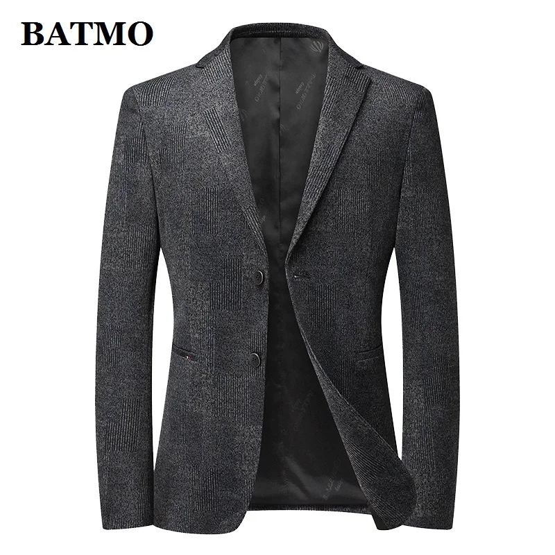 BATMO 2021 new arrival plaid casual men blazer ,mens suit jacket blazers plus-size M-4XL 2503
