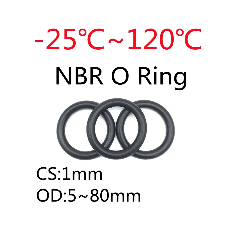 

10pcs NBR O Ring Oil Sealing Gaskets Thickness CS 1mm OD 3.2~72 mm Automobile Nitrile Rubber Round Shape Corrosion Resist Washer