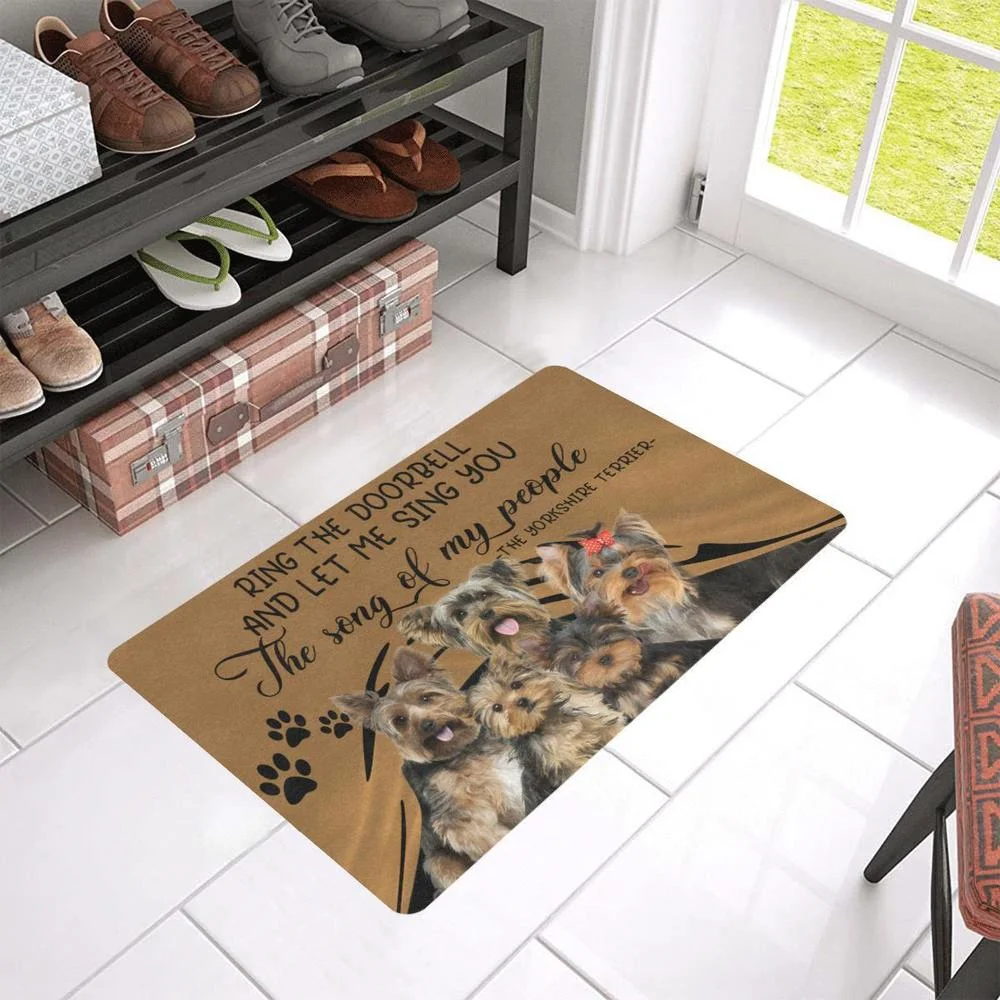 

CLOOCL Sing You Song of My People Yorkshire Terrier Rubber Doormats Decor Print Non-Slip Doormat Absorbent Carpet Porch