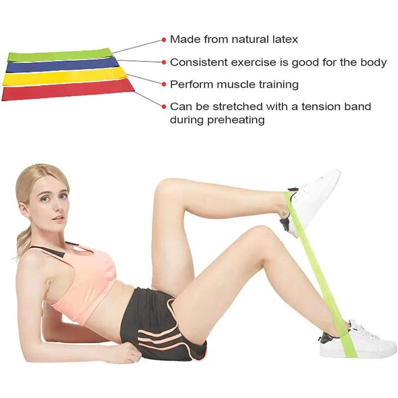 Эластичные ленты для йоги 5 цветов Резиновая лента тренировок домашнего