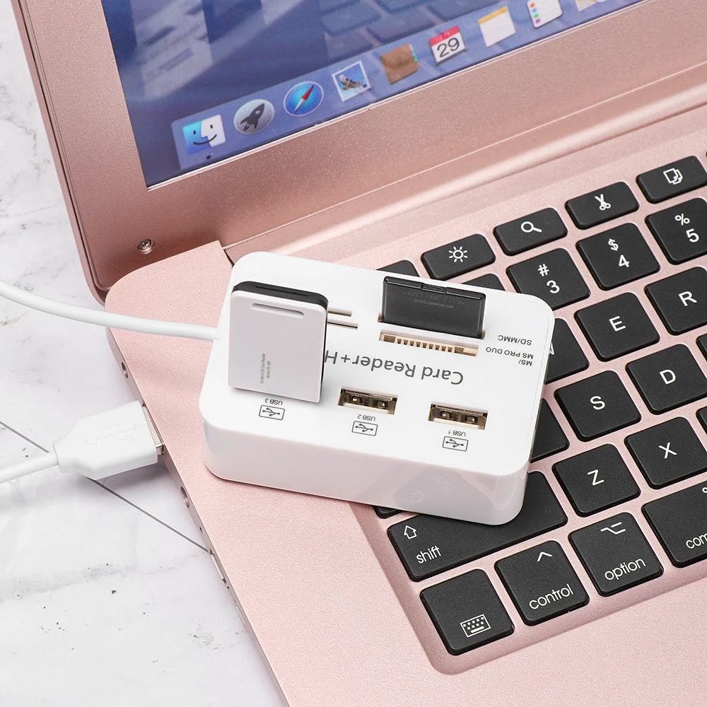 Новый Алюминий 3 Порты и разъёмы USB 0 хаб MS SD M2 TF мульти в 1 слот для карт памяти