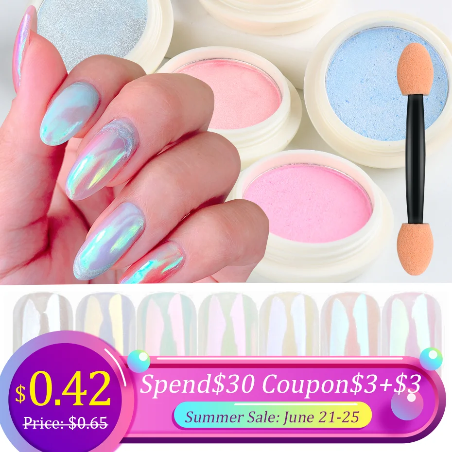 1 шт. зеркальный ногтевой порошок Авроры с блестками жемчужная раковина русалки