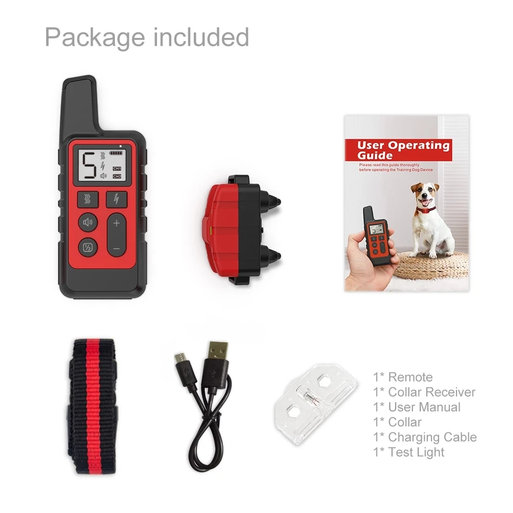 

500M Electric Dog Training Collar Waterproof Rechargeable Pet Remote Control Training Beep LCD Shock Anti Pet Display Bark