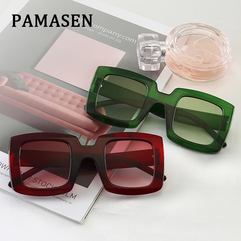 PAMASEN Большая квадратная оправа антибликовые очки для женщин роскошные