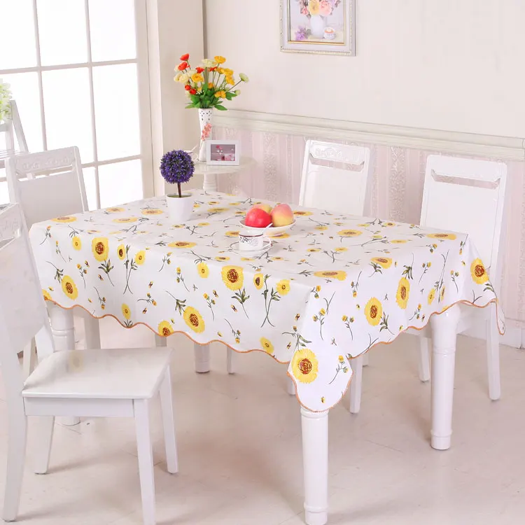 Table Cloth Waterproof Oil Round Tablecloth Flower PVC Home Kitchen Dining | Дом и сад