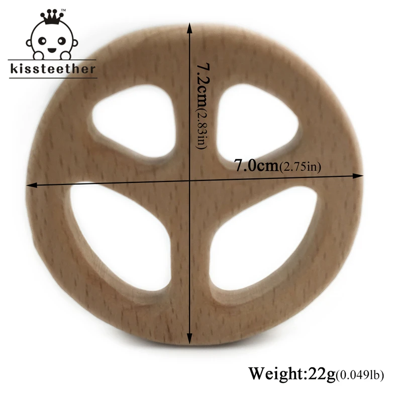 Mordedor seguro de madera hecho a mano para beb&eacute;, colgante org&aacute;nico Natural de madera de haya, Animal de juguete, accesorios para hacer joyas-5