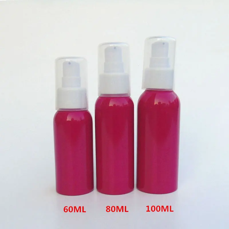 Rose Red Aluminum Cosmetic Lotion Bottle Press Pump Emulsion Packaging Container Refillable 20ml 30ml 50ml 60ml 80ml 100ml 20pcs | Красота и