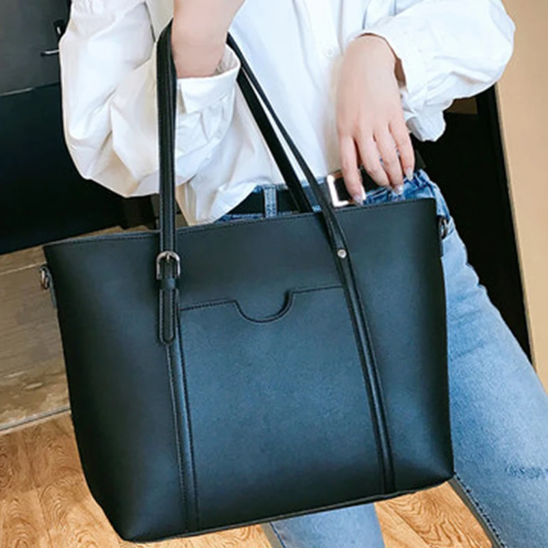 

Casual Womens Hand bags fashion Designer PU Leather Shoulder Messenger big Bags Ladies Tote Bags 2020 Women Commuter Bags Solid