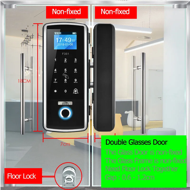 Smart Door Fingerprint Lock Electronic Digital Gate Opener Electric RFID Biometric finger print security Glass Password Card
