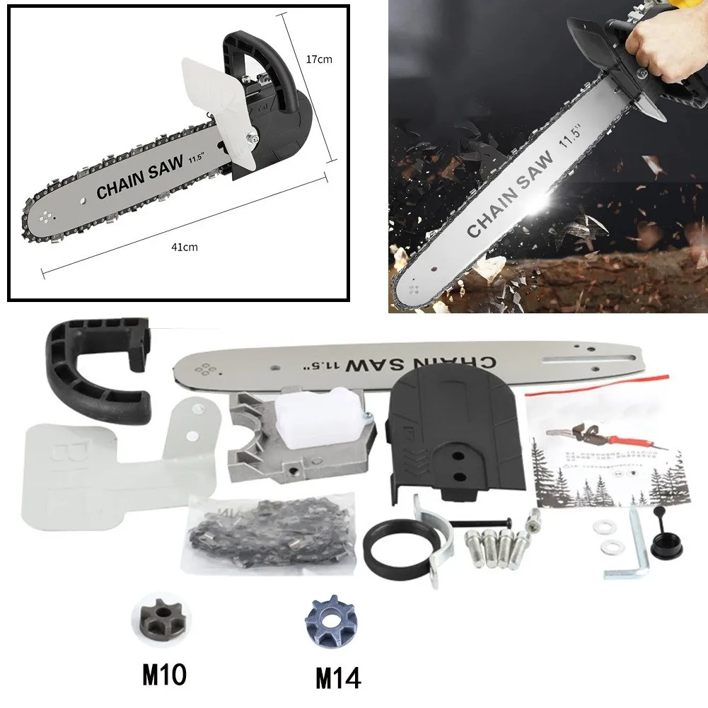 

5pc/set Angle Grinder To Electric Chain Saw 11.5inch M10 M14 100 125 Household Mini Chainsaw Guide Plate U Type Handle Injector