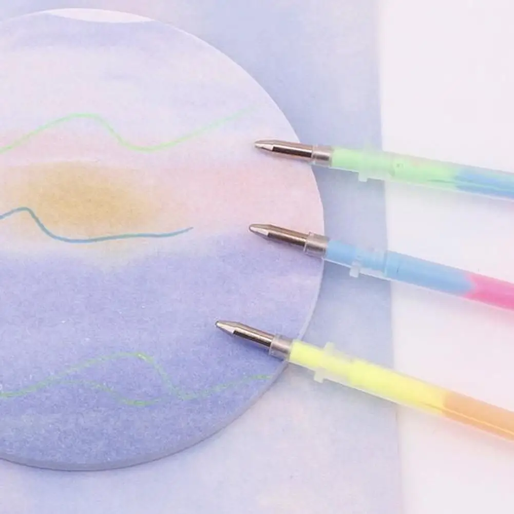 

Multi Color Rainbow Refill Highlighters Gel Pens No Fluorescent Students Ball Point Pen Painting Leakage Graffiti Ink Refil T0I0