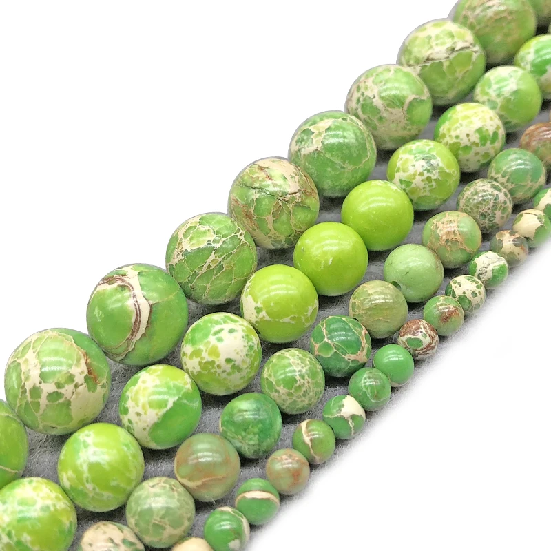

Natural Green Imperial Stone Beads Emperor Jaspers Beads For Jewelry Making DIY Bracelet Necklace 4 6 8 10 12mm 15" Strand