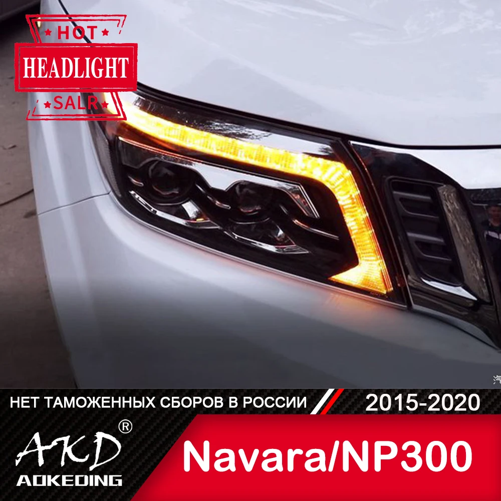 

AKD Head Lamp for NP300 LED Headlight 2015-2020 Headlights NP300 DRL Turn Signal High Beam Angel Eye Projector Lens