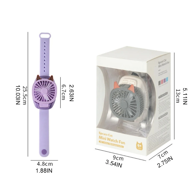 

Portable Personal Mini Watch Fan Handheld Ultra-Quiet Third Gear Speed Electric Air Cooler USB Rechargeable Folding Fan