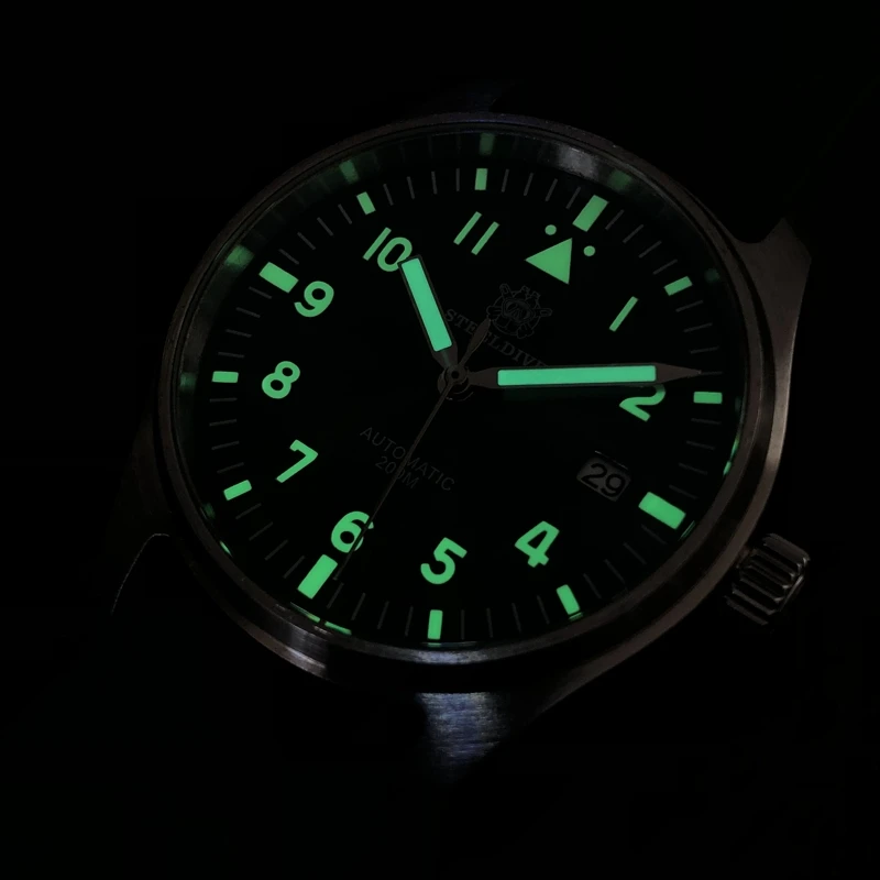 

High-quality steel STEELDIVE1940 pilot automatic mechanical watch retro luminous male military watch diving belt 200 watches