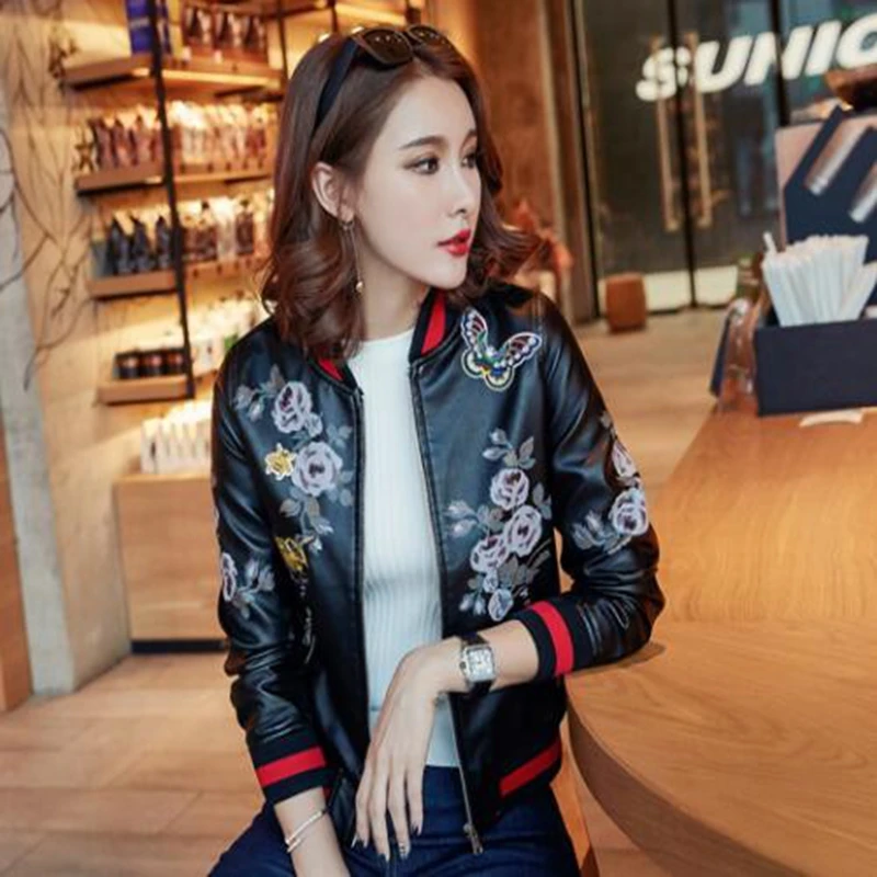 Короткий жакет женский 2019 Новый Весна и осень искусственная кожа куртка с