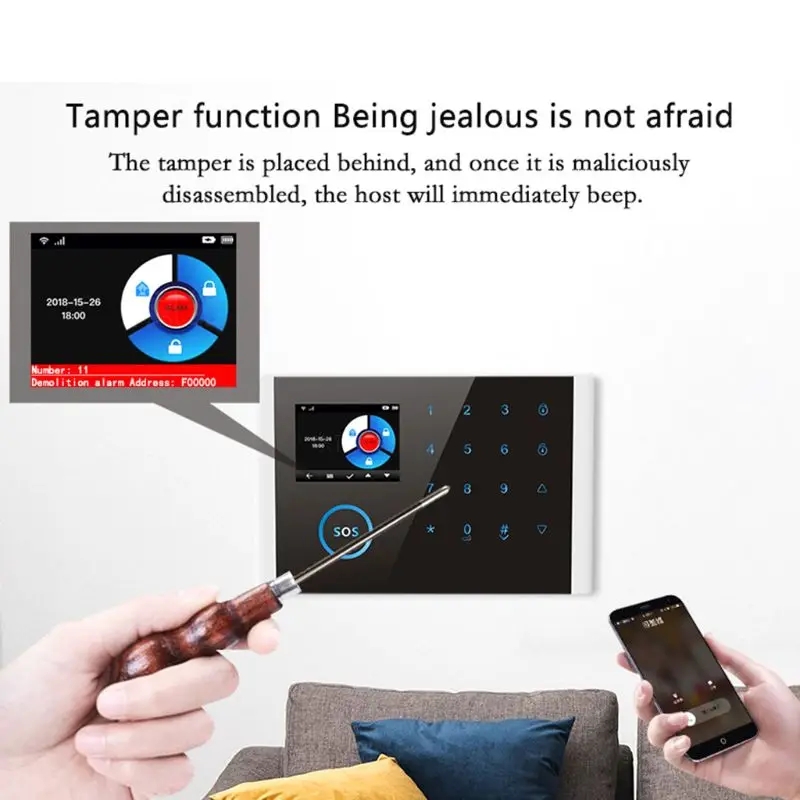 

1Set CS108 Wireless WIFI GSM GPRS Smart Alarm System APP Remote Control RFID Card Home Security Kit with Colorful Screen SOS