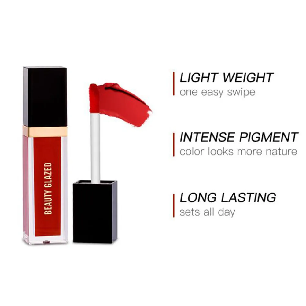 BEAUTY GLAZED Matte Non Sticky Moisturizing Lasting Liquid Lip Gloss Lipsticks |