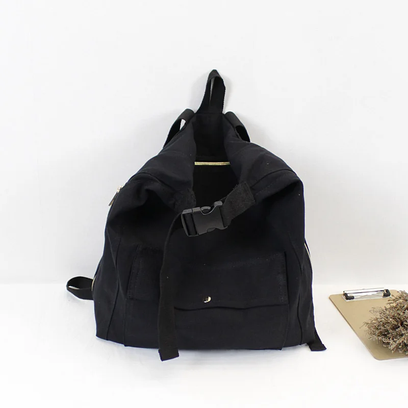 

Canvas Backpack Simple Style Women Backpacks Shoulder School Bag For Teenage Girl Female Pure Color Drawstring Rucksack 4 Colors
