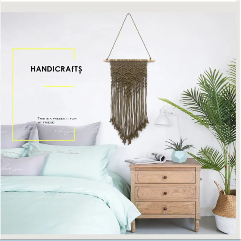 Ручной работы гобелен в стиле бохо Макраме Тканые настенные Висячие украшения