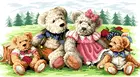 Высококачественный комплект для вышивки крестиком, подходит для пикника, сельской местности, мишка тедди, семейная встреча, любовь