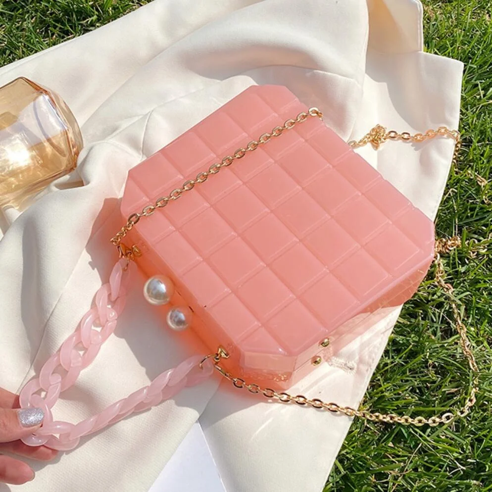 

Акриловая Прозрачная женская сумка-тоут, дизайнерская сумочка из ПВХ на цепочке, мессенджер на плечо, кошельки, лето 2021