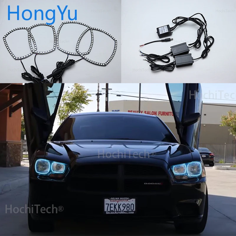 Для Dodge charger 2011 2014 Angel Eye Halo Rings последняя фара многоцветный RGB светодиодный