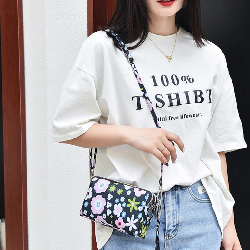

Crossbody Bag Oxford Cloth Diagonal Shoulder Bags Satchels Fashion Leisure Trend Square Sling Handbags 2021 Print Flowers