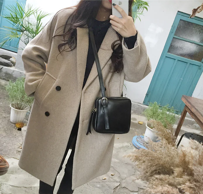 

AliExpress New Women Autumn Woolen coat Warm Long Sleeve Turn-down Collar Outwear Women Jacket Winter Casual Elegant Overcoat