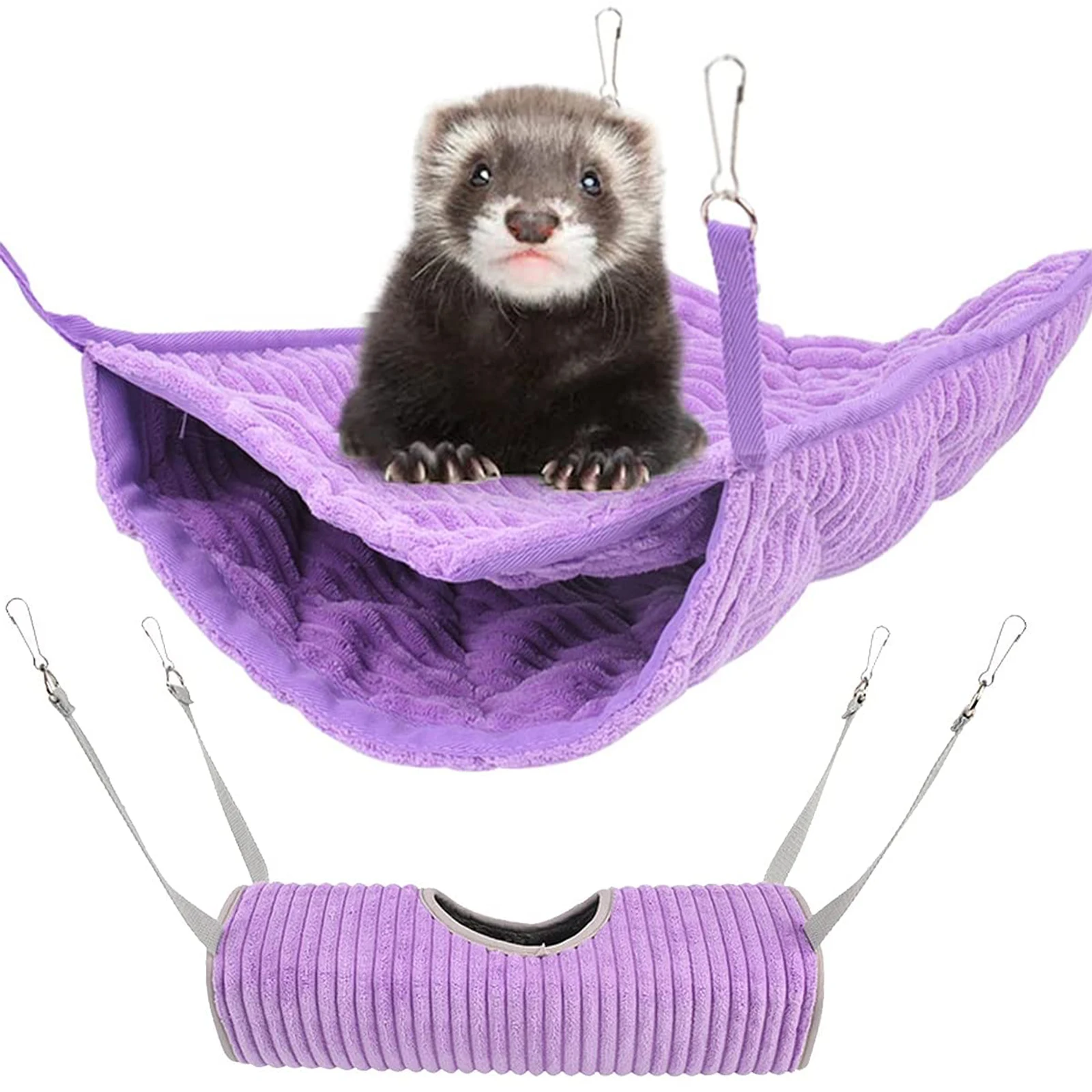 

Гамак-хорька для домашних животных, подвесная кровать и туннельная клетка, подходит для крыса, хомяк, сахарный планер, морские свинки, подве...