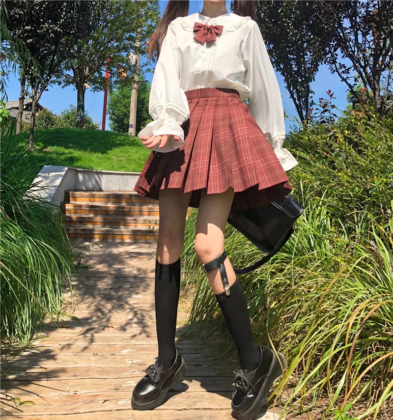 

Long Sleeve White Shirt Teen Girls Women Spring Autumn Japanese Preppy Style Kawaii Frilly Peter Pan Collar Lolita Blouses Tops