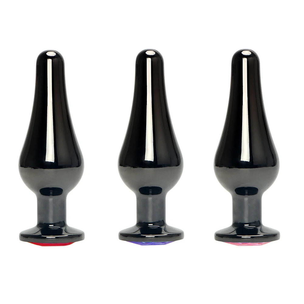 Черная Бриллиантовая металлическая Анальная пробка Мужская Массажная простата