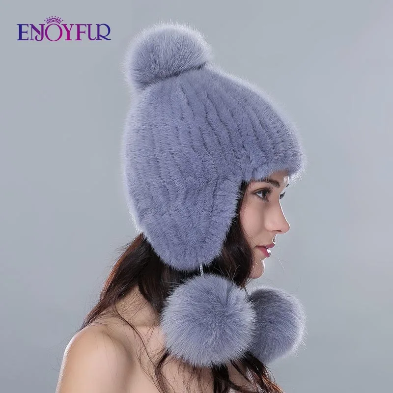 Шапка бини из натурального меха норки с помпоном|cap child|cap organizerhat cap scarf |