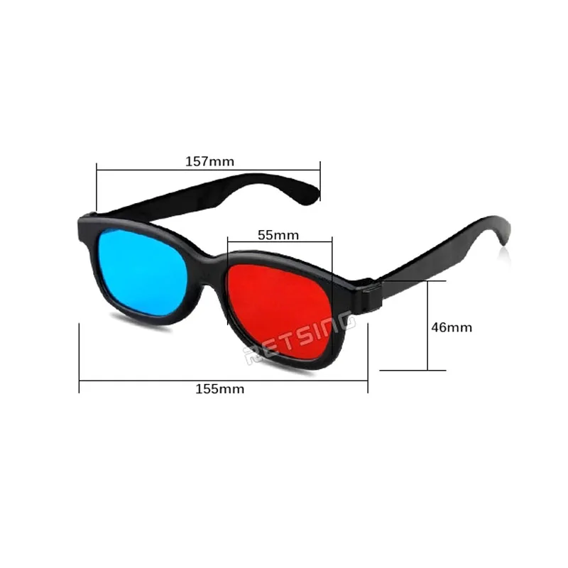 Красные и синие 3d-очки ретро старые очки в плоской оправе для фильмов игр DVD видео