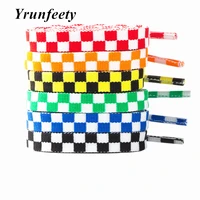 2022 new 1cm colorful unsex flat black white grid shoe laces polyester printed checkered ribbons shoelaces flat mosaic shoelaces