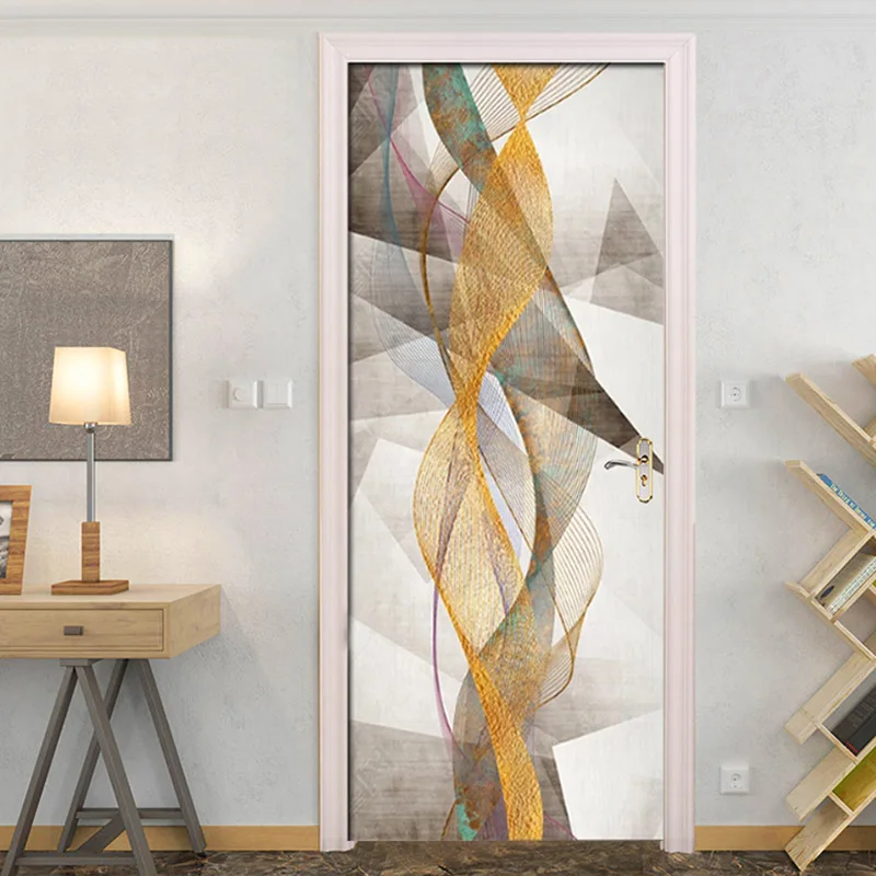 

Geometric Door Sticker Living Room Hotel PVC Self-Adhesive Waterproof Wallpaper Home Decor Stickers Drop Shipping