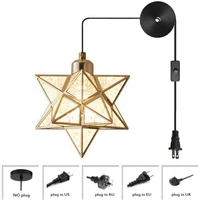 vanity star hanging lamp with metal and frosted pvc lampshade gold vintage plug in pendant light modern ceiling light fixture