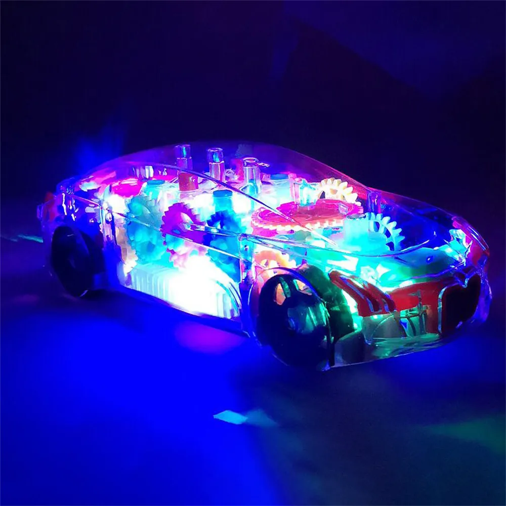 Прозрачная шестерня автомобильный светильник музыка игрушки трансформация