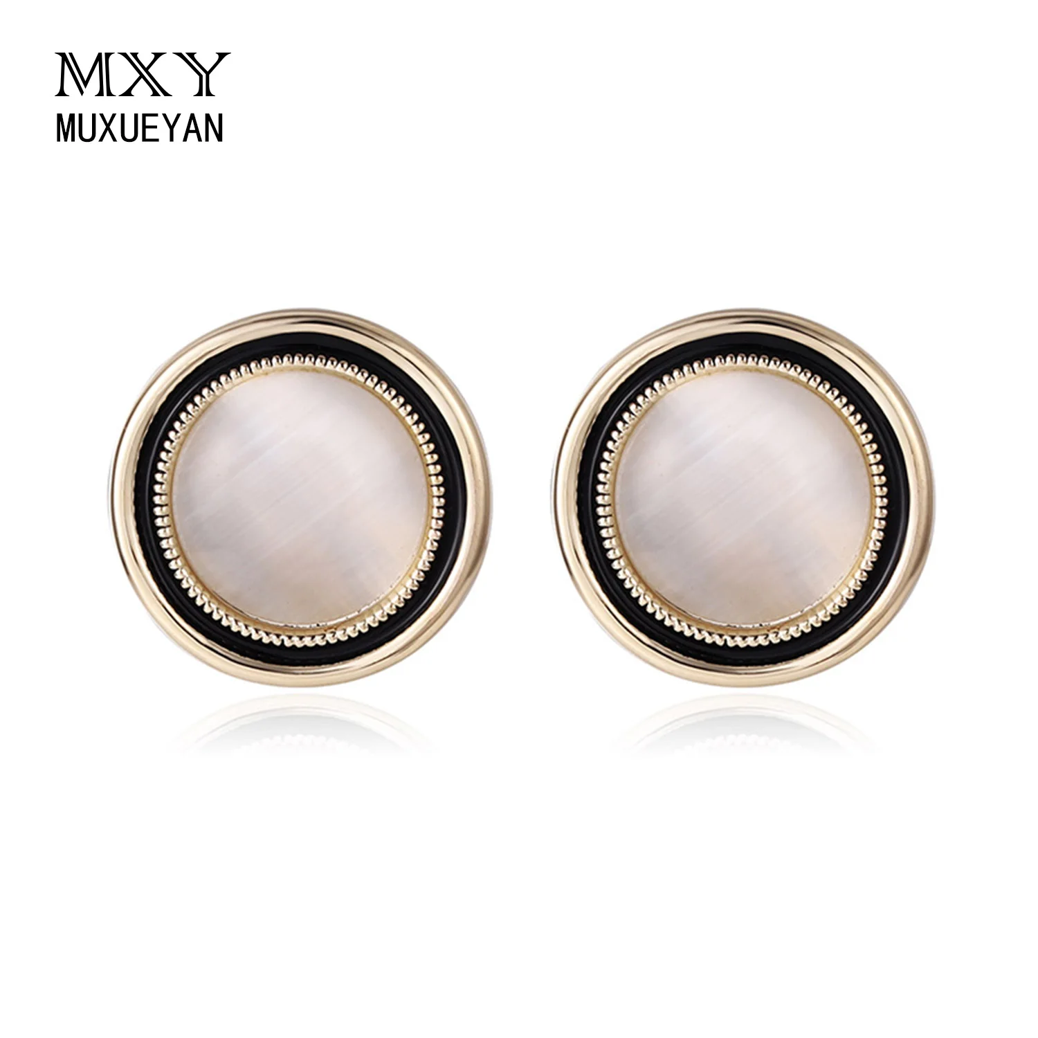 

MUXUEYAN Fashion Glod Color Ear Studs For Woman Earrings 2021 Trend Light Pink Round Shape Zircon Percing Unusual Jewelry Luxury