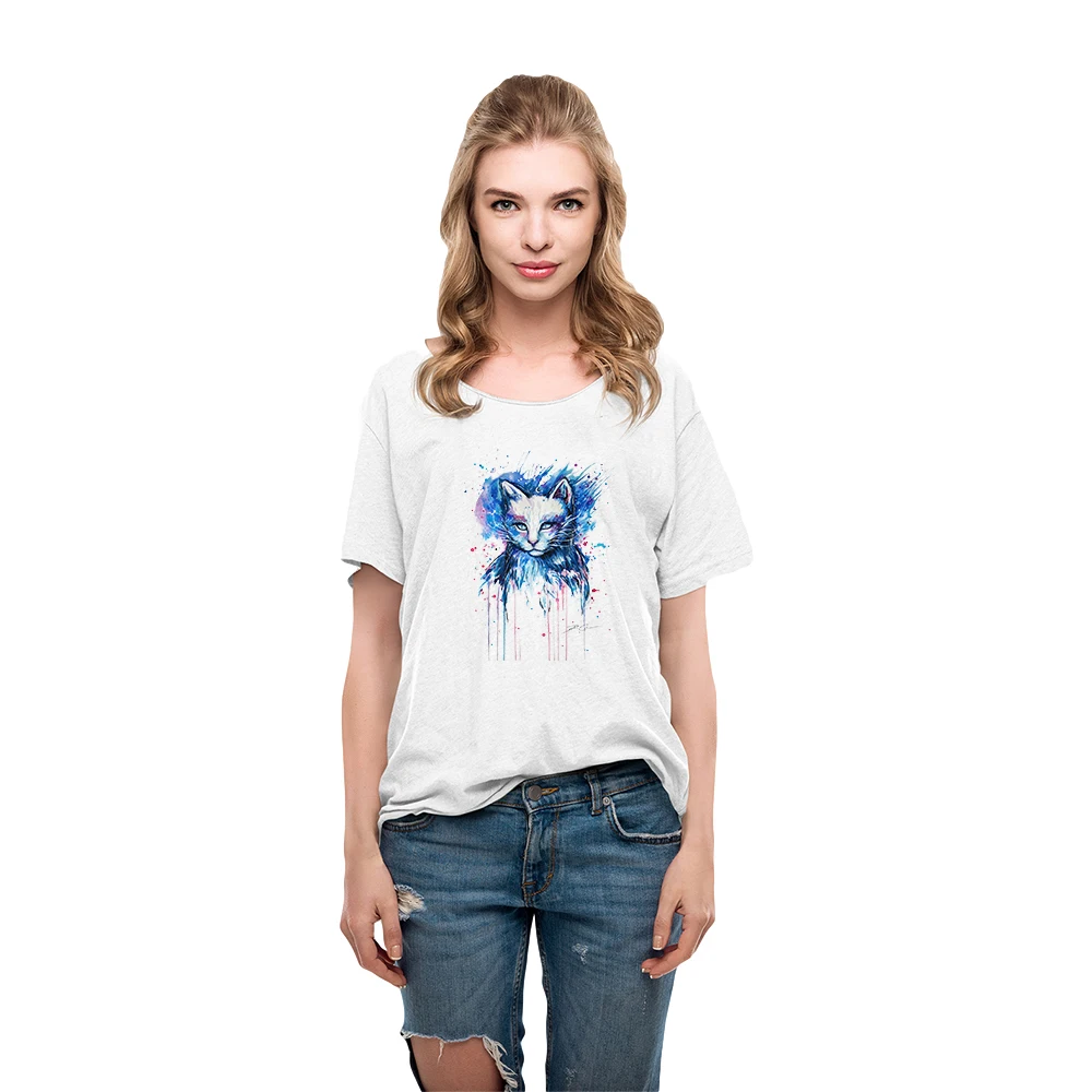 

Spring Summer 2021 Women's T-shirt Exquisite Colour Women T Shirts Colorful Kitten Personalized Style Printed Tshirt Hipster
