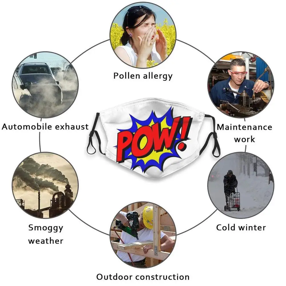 Модные маски Pow комикса Комиксы Снежная доска Взрыв Супергерои Порошок юмора на.
