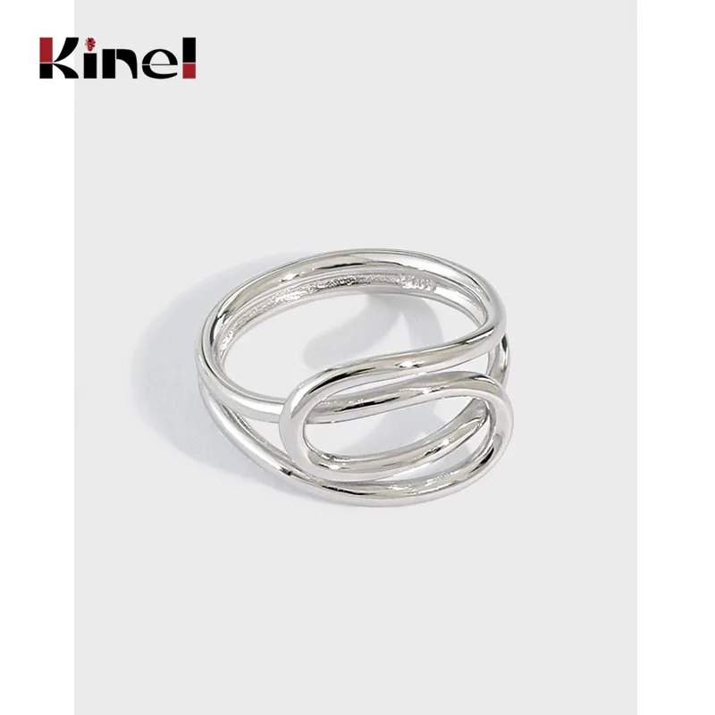 

Kinel Genuine 100% 925 Sterling Silver Open Rings for Women Vintage Interweave Winding Punk Korea Jewelry